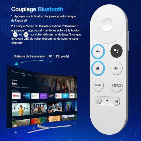 G9N9N Bluetooth-Sprachfernbedienung für Google Chromecast TV 4K Snow, Ersatzfernbedienung für Google Chromecast (nur Fernbedienung) (1/2)