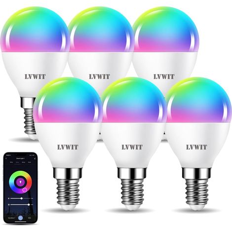 4.9W Ampoule Connectée E14, Smart G45 Ampoule LED Avec WIFI 470LM, Compatible avec 15, Remplace 40W Ampoule Incandescent, Lot de 6 (1/5)