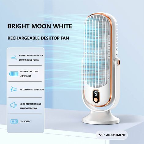 Ventilateur Sur Pied - 25,8 cm - 5 Vitesses - Batterie Intégrée 4000 mAh - Tête Pivotante 720° - Silencieux 22 dB - Pour Bureau Chambre Bureau À Domicile (1/4)