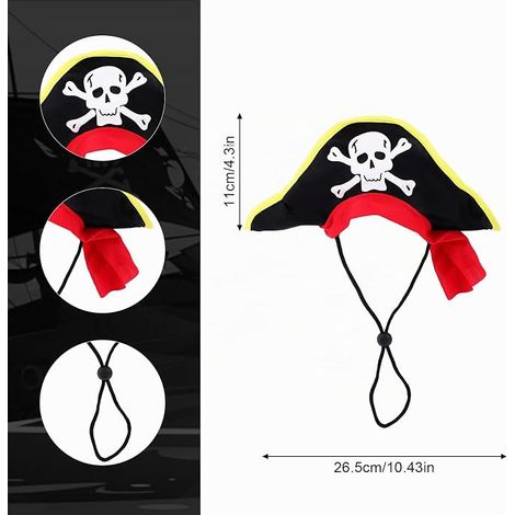 Dog Costume, Skull Print Hat with Bandana Pet Costume Halloween Cosplay Set for Dog and Cat for Halloween Party (1/4)