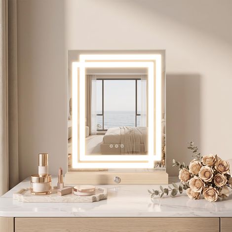 COSTWAY Specchio da Tavolo con Luci a LED Regolabile, 41 x 14 x 54 cm (1/5)