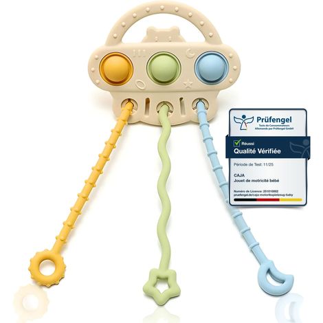 Jouet bébé Jouet sensoriel Motricité Fabriqué en silicone Sans BPA Idéal en voyage voiture avion et poussette Développe la motricité (1/4)