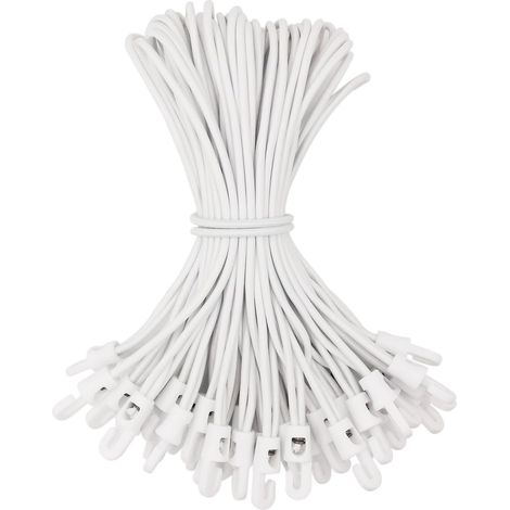 Petit cordon élastique avec crochets pour bâches, camping, tentes, 50 pièces, 26 cm (blanc) (1/4)