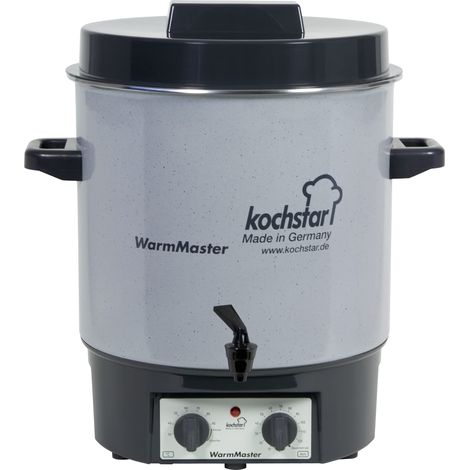 Stérilisateur de bocaux électrique, Thermostat + Robinet + Minuterie, 27 litres, Acier Emaillé, 45,5 x 36,7 x 41,5 cm, Gris (1/5)