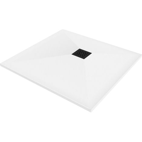 Mexen Stone+ plato de ducha cuadrado de compuesto 100 x 100 cm, blanco, cubierta negra - 44101010-B (1/5)