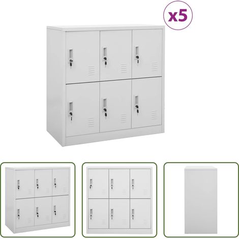 vidaXL Schließfachschrank 5 Stück - Schließfachschränke 5 Stk. Hellgrau 90x45x92,5 cm Stahl (1/5)