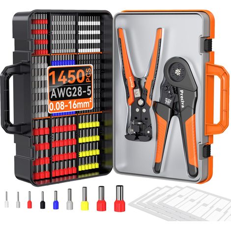 Pince à Sertir 0.08-16mm² avec 1450 Bornes et Pince à Dénuder (1/5)