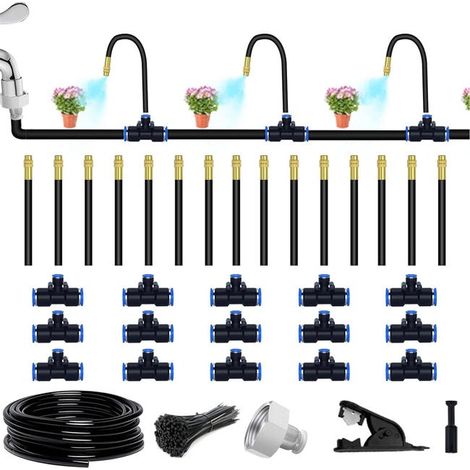 Sistema di irrigazione a spruzzo automatico con ugelli regolabili, adatto per irrigazione, raffreddamento e umidificazione (20 m) (1/5)
