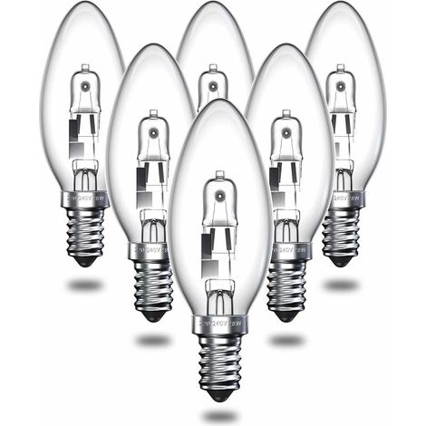 oRight Halogen Candle Light Bulbs 28W, E14 SES Halogen Bulb C35 Small Edison Screw Bulb Vintage Halogen Lamp - Warm White 2700K - 310lm - Dimmable - Pack of 6 (1/5)