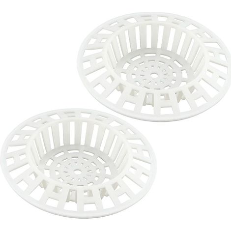 Lot de 2 tamis d'évier en plastique blanc avec trou pour bouchons de cheveux - Filtre d'évier - Filtre à cheveux - Filtre à cheveux - Filtre de débit - Filtre de vidange - Bouchon de cheveux pour (1/5)