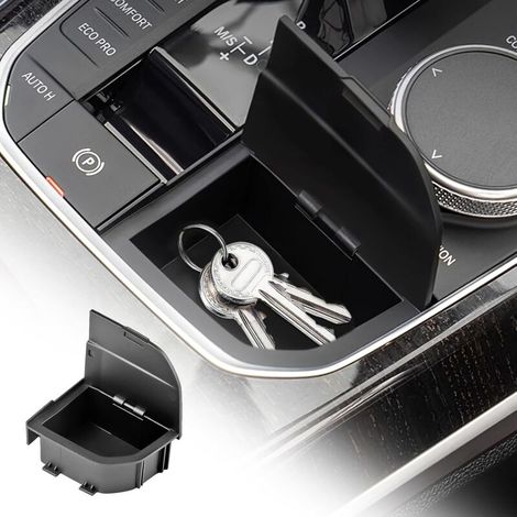 Boîte de rangement pour pommeau de levier – Compatible BMW Série 2/3/4/X3 à X7 (F40, G20, G01…) – Cuir synthétique noir, design personnalisé