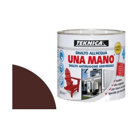 Smalto all'acqua lucido/opaco UNA MANO Antiruggine Univ. certificato A+HACCP - FORMATO: 125 ML - Finitura: Lucido - Colore: MARRONE