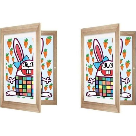 Bardusch-2pcs Cadre Photo D\'art Pour Enfants, Cadre Rangement Pour Dessin Enfant À Ouverture Frontale, Cadre Photo A4 Pour Enfant (1/4)
