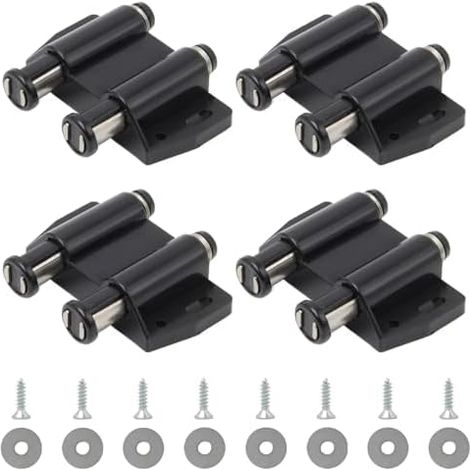 Push to Open Aimant 4 Pièces Loquet Magnétique à Pression Double de Porte Ressort Aimanté Placard en Plastique avec Vis pour Armoire Tiroir (Noir) - (1/5)