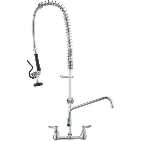Kommerzieller Wasserhahn mit Vorspülbrause, 915 Höhe, 30,5 cm Schwenkauslauf, Küchenspülenarmatur zur Wandmontage, Gerät aus Messing mit Ausziehbarer Brause, für 1/2/3-Fach-Spüle (1/5)
