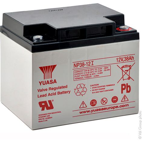 Yuasa – Batterie plomb AGM 12V 38Ah – Construction étanche – Excellente récupération après décharge profonde – Pour systèmes d'alimentation de secours - NP38-12I