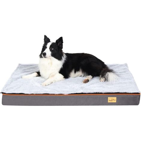 Lit orthopédique pour chien 110x85cm gris, Doux pour les articulations, Lavable, Tapis XL pour chien