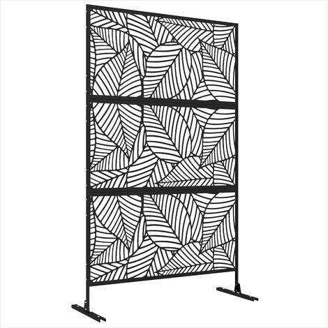 Clôture de jardin déco paravent noir 122 x 198 cm acier (1/5)