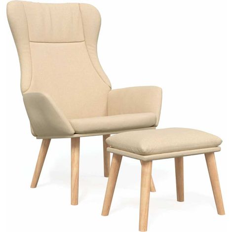 Maison Exclusive - Relaxsessel mit Hocker Creme Stoff (1/5)