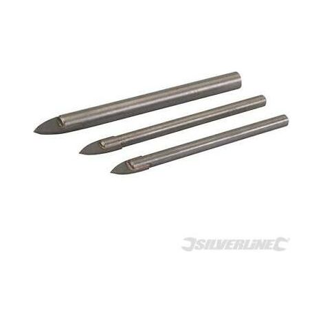SET PUNTE 3 PZ CERAMICA VETRO PIASTRELLE SPECCHIO FORATURA FORARE FORO 584 SILV