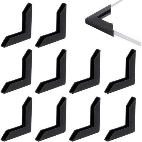 100 Pcs Protecteurs d'angle Pare-Chocs d'angle en Forme de L Protections d'angle en Plastique Noir Couvre Protection de Bord D'Épreuve pour Cadre Photo Miroir (1/5)