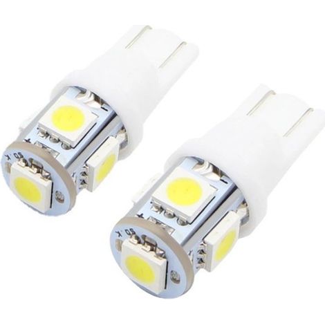 Ampoules T10 (lot de 2) – Accessoires auto – Éclairage – LED T10 – 5 SMD – 12 V – Ampoule – Ampoule W5W – Lampe blanche (1/5)