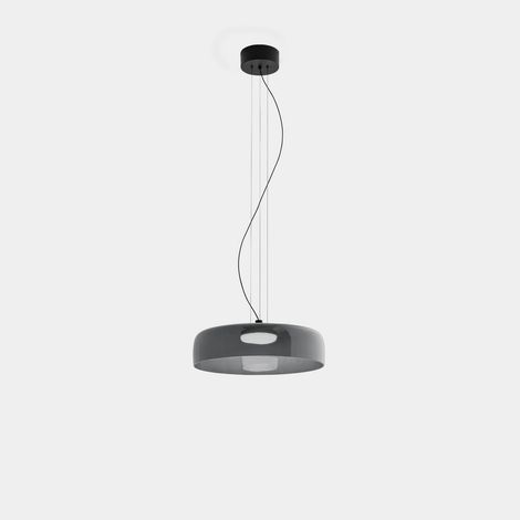 LEDS C4 Levels Suspension à dôme unique de 42 cm, noire, LED Fumé 19 W, température de couleur 2700-3000-4000 K, variation d'intensité par coupure de phase