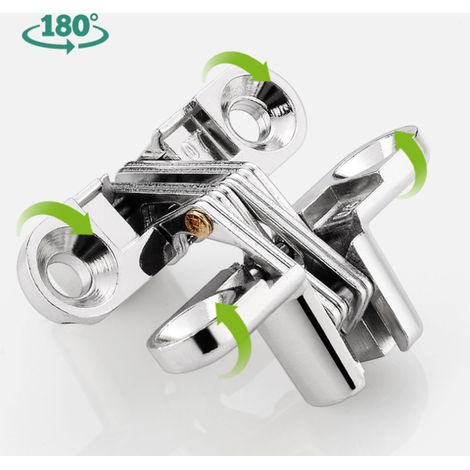 Charnières invisibles en croix, charnières cachées à 180 degrés pour porte (lot de 2) (1/5)