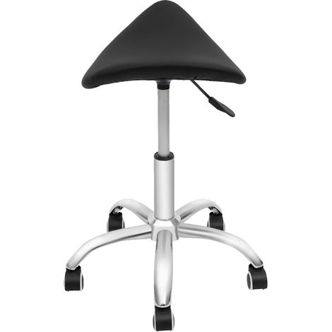 Tabouret de selle, hauteur réglable, roues roulantes, noir (1/2)