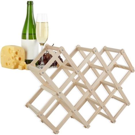 1 porte-vin pliant, bois naturel, 10 bouteilles, design contemporain, rangement cuisine et bar, pour collectionneurs