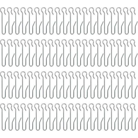 80 Pièces Crochets à Rideaux en métal, Crochets agrafes pour Rideaux, 47 x 10 mm (1/4)