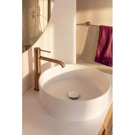 Bonde de lavabo/vasque clic-clac M33x42 TESS corps en ABS capot recouvrant en résine blanche BASS sans trop plein