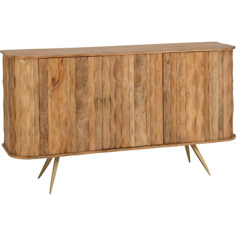 Buffet 3 Portes en Bois "Curve" 152cm Naturel