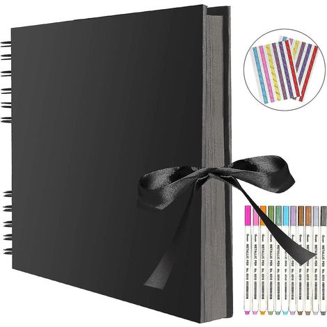 Scrapbooking-Album mit 80 schwarzen Blättern, 40 Seiten, 30,48 x 21 cm