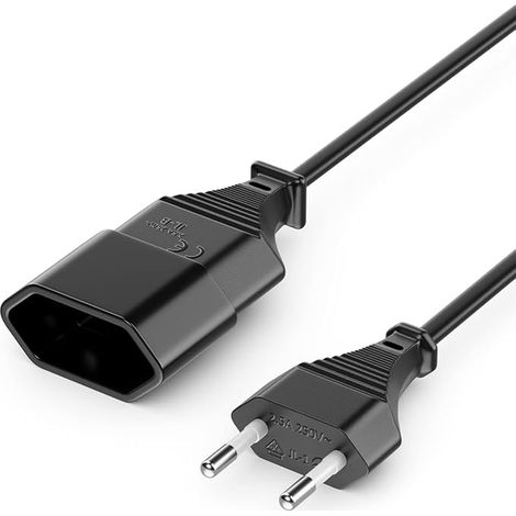deleyCON 4m Câble Alimentation Rallonge Cordon Extension Fiche Type-C Euro vers Prise Euro Type-C TV PC Ordinateur Moniteur Projecteur Lampe Appareils Ménagers - Noir (1/2)