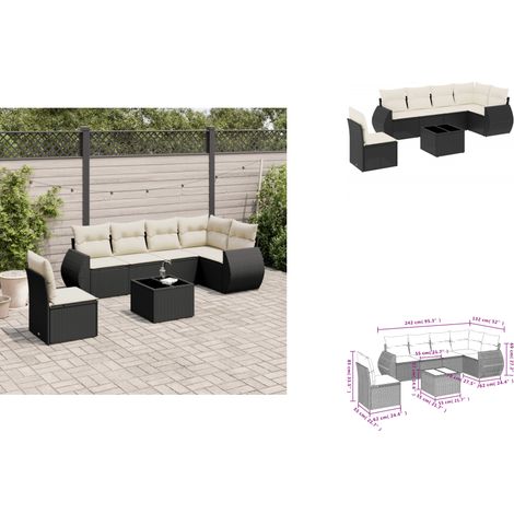 Salon de jardin 7 pcs avec coussins noir résine tressée - Ensemble Salon De Jardin - Mobilier De Jardin - Canapé Jardin - Set Salon Exterieur - Chaise Lounge (1/3)