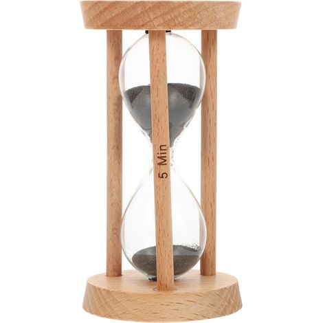 Minuteur Sablier Décoratif en Bois Foncé, 5 Minutes, Cuisine (1/5)