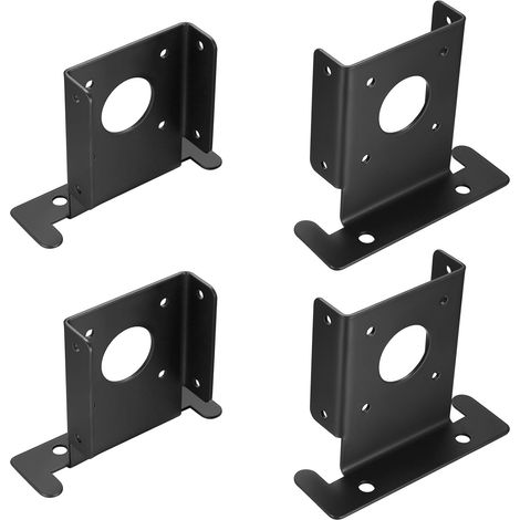 4 Pièces Support Poteau Bois Réglable, 90x90 mm, Noir Base d'Ancrage au Sol, Fixation pour Clôture, Pergola, Terrasse, Tonnelle et Balustrade, en Métal Robuste, Pied (1/5)
