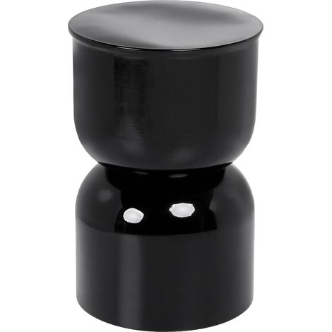 Mesa auxiliar elegante redonda de hierro pintada para interiores peana negro Letta