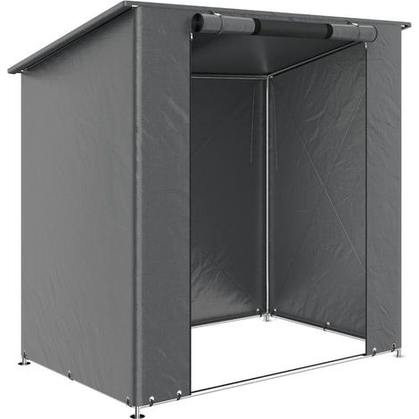 Abri de garage étanche 1,9 x 1,2 m avec porte zippée enroulable et fenêtre d'aération. Gris foncé.