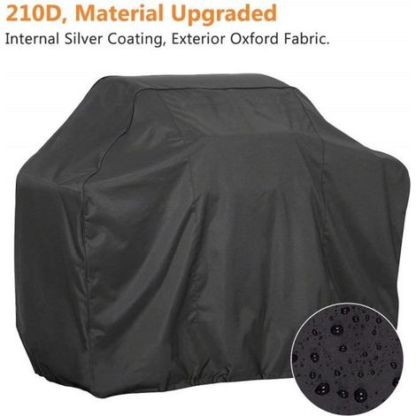1 housse barbecue, imperméable, haute résistance, noir, pour barbecue rectangulaire, dimensions 145x61x11 cm (1/4)