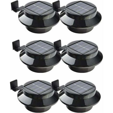 Set mit 6 solarbetriebenen LED-Leuchten für Dachrinnen, Zäune, Dächer, Fallrohre, Gärten, Höfe und Wände, schwarz - Crezuo