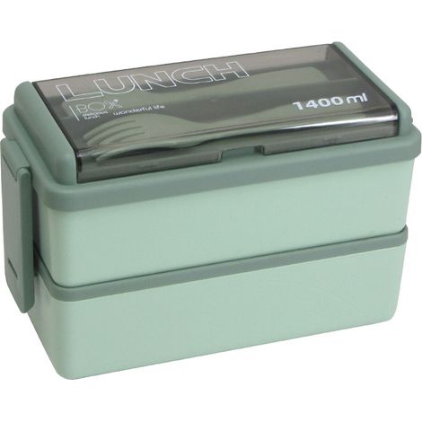 Boîte à lunch de 1400 ml à 3 compartiments - Boîte bento étanche à 2 couches avec sac isotherme et couverts, idéale pour la préparation des repas pour adultes, enfants, étudiants, bureau et micro-onde (1/5)