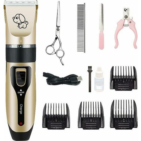 Green Mobility-Tondeuse de toilettage électrique pour Chien, Kit de toilettage sans Fil pour Animaux de Compagnie Kit de Tondeuse à Cheveux pour Chiens, Chats, Animaux de Compagnie (Or) (1/5)