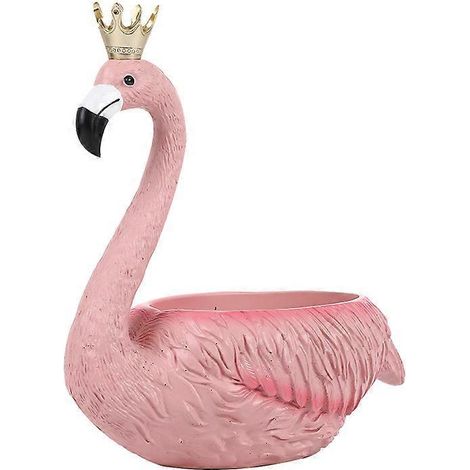 Figurines de flamants roses en résine, ornement animal, statue d'oiseau, pot de fleurs succulent, boîte de rangement pour la décoration de la maison, du bureau ou du bureau, flamant rose royal en rési (1/5)