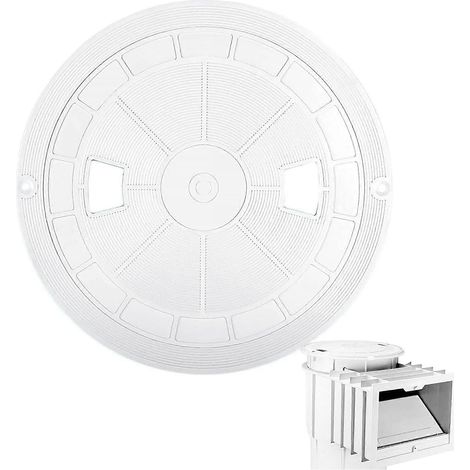 Couvercle de skimmer rond blanc, adapté aux piscines hors sol de terrasse, empêche les débris de pénétrer. (1/5)