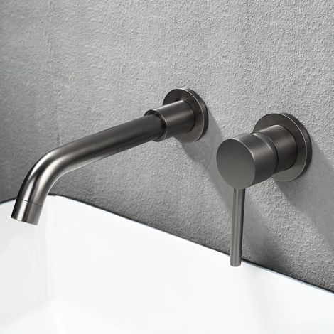 Sjqka – Robinet lavabo mural en laiton – Mitigeur haut de qualité avec rotation 360° – Aérateur amovible pour économie d'eau – Style moderne (1/5)