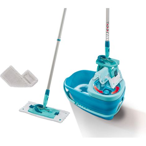 Leifheit set lave sol Clean Twist M Ergo 55391, balai serpillère avec seau essoreur, housse micro duo et supderduster
