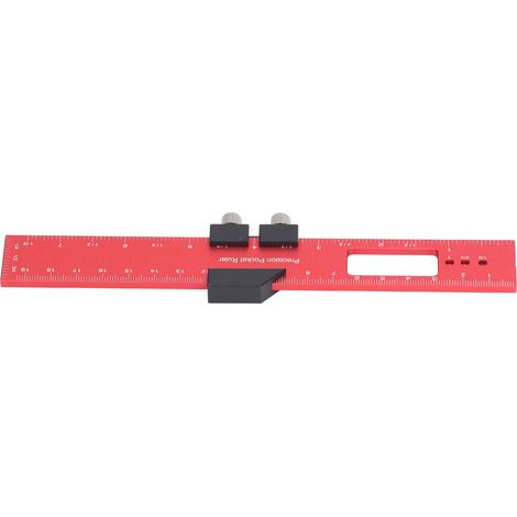 Règle de menuiserie en aluminium antidérapante avec butée, outil de mesure précis et portable pour traçage rouge. (1/5)