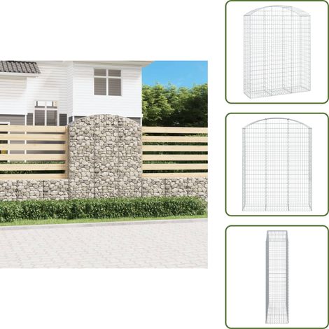 Panier de gabions arqué 150x50x180/200 cm Fer galvanisé - Paniers De Gabions - Mur De Gabions - Clôture Végétale - Décoration Jardin - Séparation Jardin (1/5)